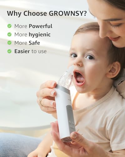 GROWNSY Baby Nasal Aspirator, Electric Nose Sucker, Powerful Suction,Grey