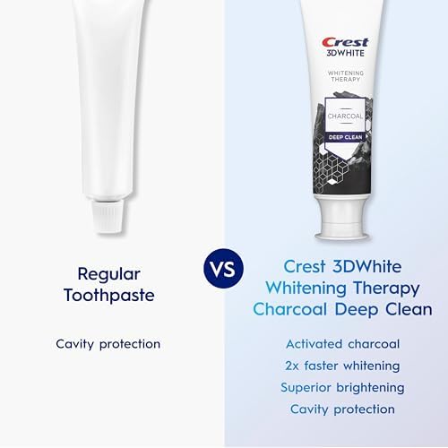 Crest 3D White Whitening Therapy Charcoal Deep Clean Invigorating Mint Teeth Whitening Toothpaste, 4.6 oz Pack of 3, Anticavity Fluoride Toothpaste, Gently Brightens Teeth, Strengthens Enamel