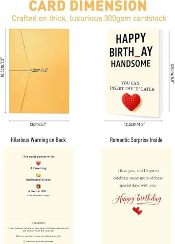 Funny Birthday Card For Husband - Unique Decorations For Men, Husband & Boyfriend - Happy Birthday Cards