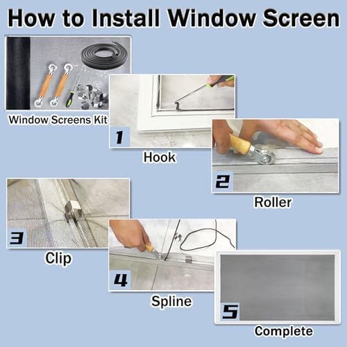 King&Charles Window Screen Replacement, 6in1 Window Screen Door Repair Kit
