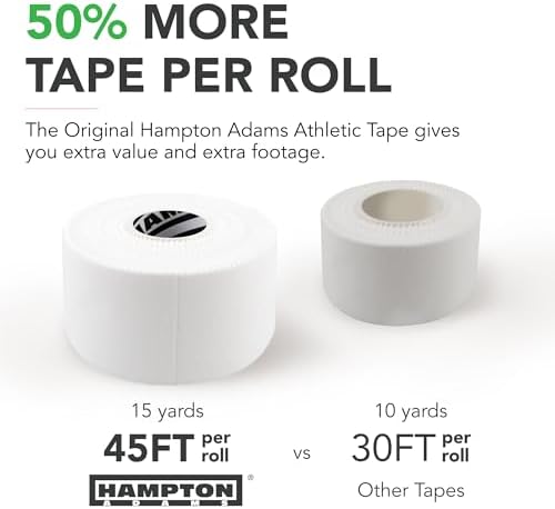Hampton Adams Athletic Sports Tape, Very Strong, Easy Tear, No Residue