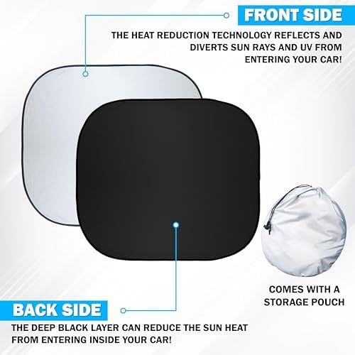 Autovir Car Windshield Sun Shade Foldable | Front Windshield Shade for Sun, Heat and UV Rays | Sunshade for Car Front Window and Interior Sun Protection | Medium (28 x 31 inches)