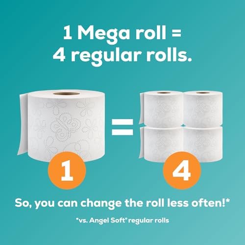 Angel Soft Toilet Paper, 18 Mega Rolls = 72 Regular Rolls, Soft and Strong Toilet Tissue