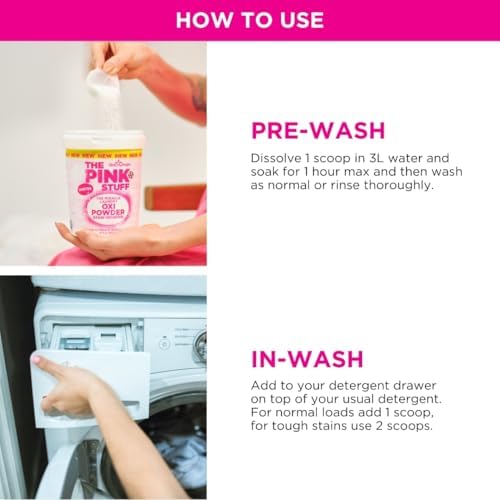 The Pink Stuff Miracle Laundry Oxi Powder Stain Remover for Whites, 35.2 Oz