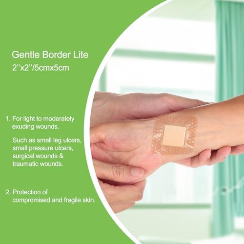 NeuHeils Silicone Foam Dressing Border Lite 2"x2", Pad 1"x1", 20 Pack