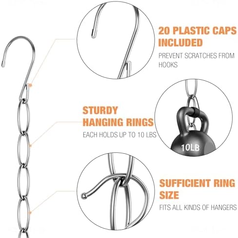 NiHome Space Saving Hangers 10-Pack, Metal Closet Organizer with Safety Cap
