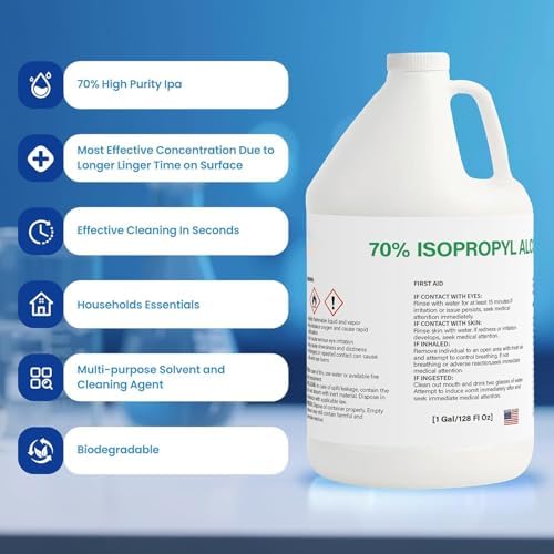 Isopropyl Alcohol 70%, High Purity IPA Solvent, 128oz, 4 * 32 oz Bottles