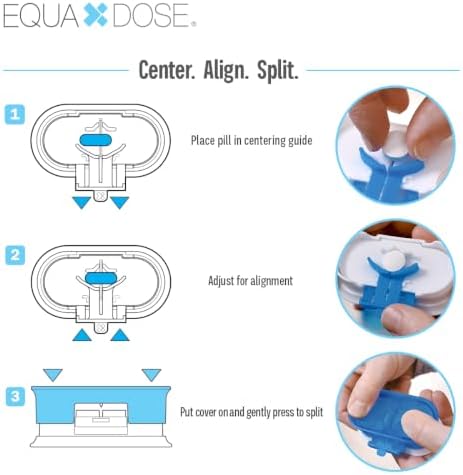 EQUADOSE Pill Cutter, Double Stainless Steel Blade & Centering Device, Blue