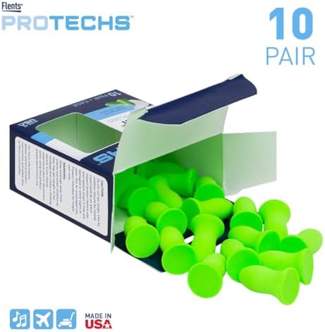 Flents Protechs Quiet Contour Foam Ear Plugs, NRR 33, 10 Pair, Green
