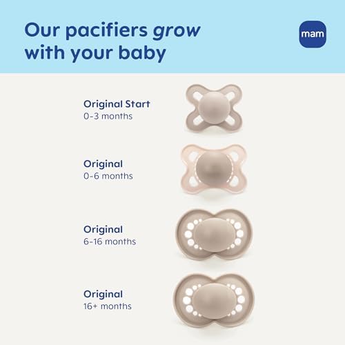 MAM Original Start Baby Pacifiers 0-3 Mths Skin Soft Silicone, 2 Pack