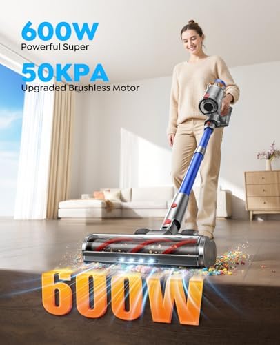 Dual-Battery Cordless Vacuum Cleaner 130 Mins(Eco) 50KPa 600W, Stick Vacuum