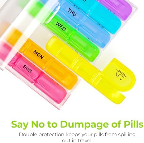 AUVON Weekly Pill Organizer 3 Times a Day, Color-Coded for Easy Tracking