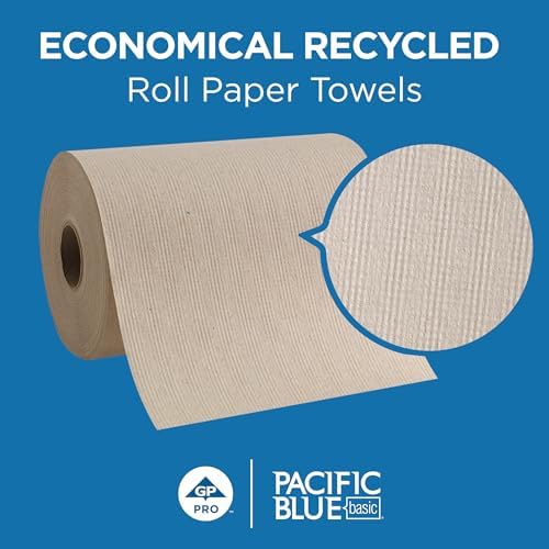 Pacific Blue Basic by Georgia-Pacific PRO Recycled Hardwound Paper Towel Rolls, Brown, 800 Feet Per Roll, 6 Rolls Per Case, 26301