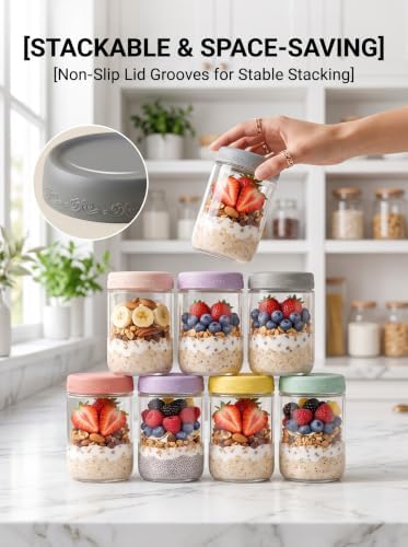 6-pack 16 oz Overnight Oats Containers with Lids