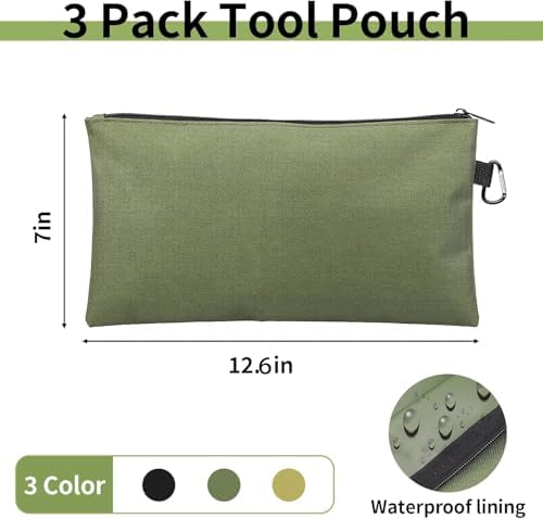 3 Pack Tool Bag Zipper Pouch, Premium Tool Pouch, Utility Storage Organizer