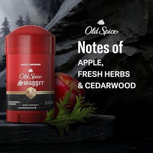 Old Spice Sweat Defense Antiperspirant & Deodorant for Men, 24/7 Ultimate Sweat Protection, Long Lasting Scent, Soft Solid, Swagger with Cedarwood Scent, 2.6 oz (Pack of 2)