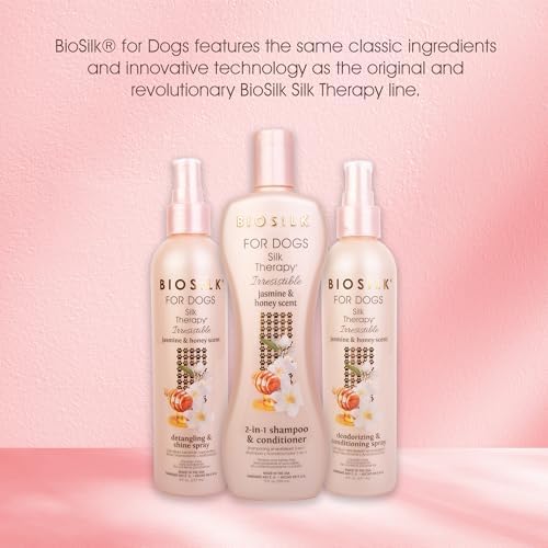 BioSilk Irresistible Dog Shampoo and Conditioner, Jasmine Honey, 12 Fl Oz