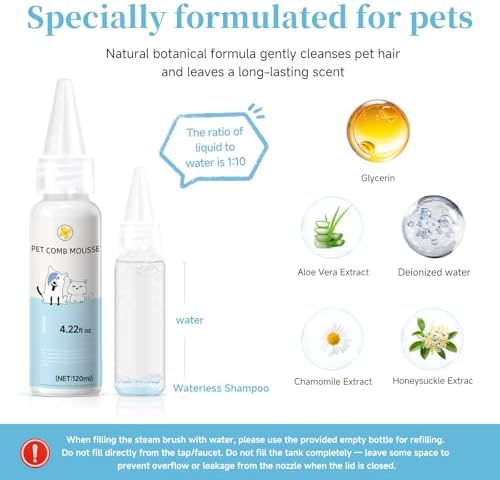 Pet Steam Brush for Dogs & Cats, 3-in-1 Shedding Grooming Tool