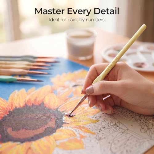 Nicpro 10PCS Paint By Numbers Brushes, Micro Fine Detail Paint Brush Set