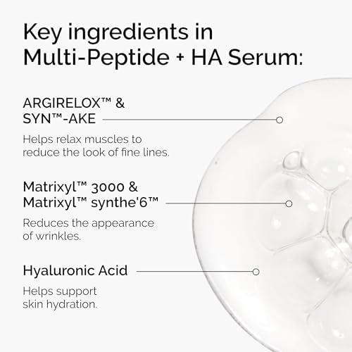 Multi-Peptide + Hyaluronic Acid, Anti-Aging Peptide Serum for Crow’s Feet, Elasticity & Firmness, 1 Fl Oz