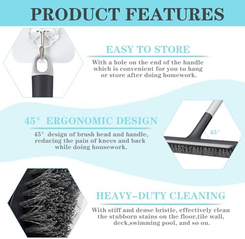 Floor Scrub Brush for Cleaning Bathroom,Kitchen,Patio,Tile,Garage and Deck