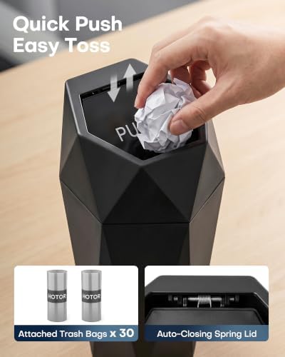 HOTOR Car Trash Can with Lid, Leakproof, Black, 2 Pack