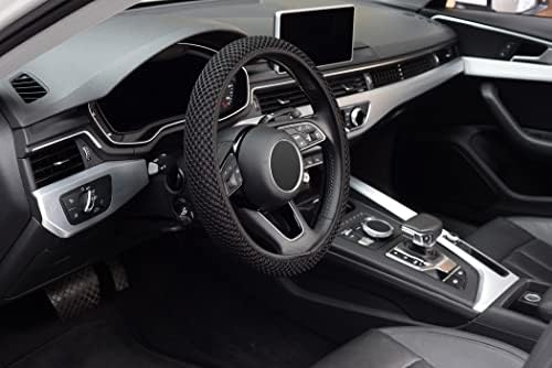 KAFEEK Elastic Stretch Steering Wheel Cover, Universal 15 Inch, Black