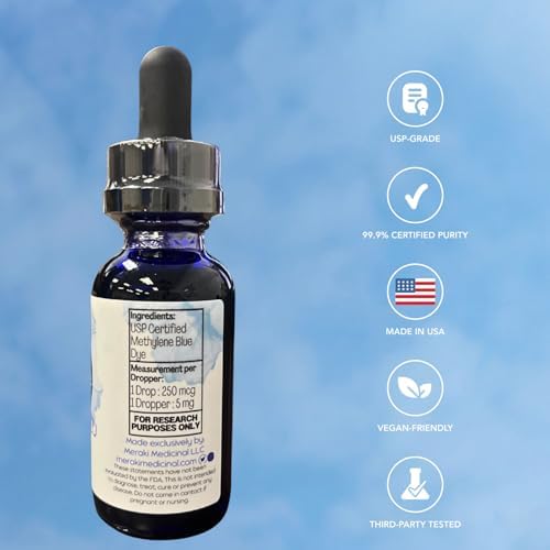 Meraki Blu USP Grade Methylene Blue Solution, 1% Formula, 30 mL