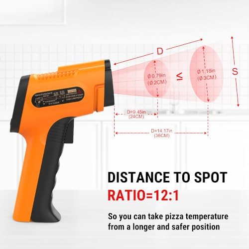 TempPro TempScan Infrared Thermometer Gun for Pizza Oven Griddle HVAC