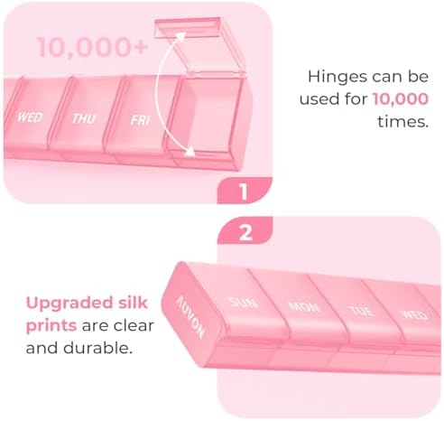 AUVON Weekly Pill Organizer with Effortless Opening Design, BPA-Free