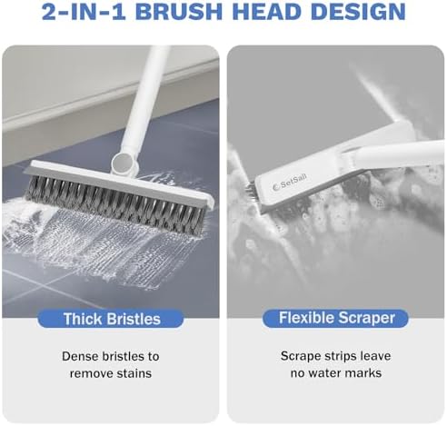 SetSail Grout Cleaner Brush with Long Handle, V-Shaped Floor Scrub Brush