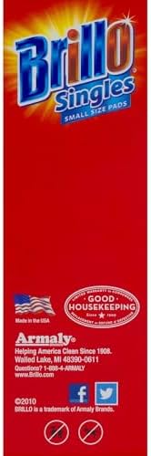 Brillo Single Use Steel Wool Soap Pads, Smaller Size Original Red Scent, 15 Count Pack of 1