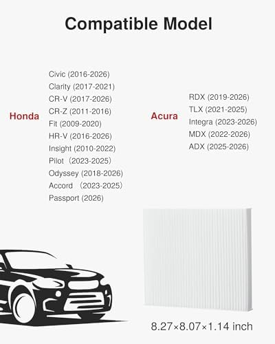 Puroma 1 Cabin Air Filter Multi-Layer for CP182 CF11182 Honda Acura MDX RDX