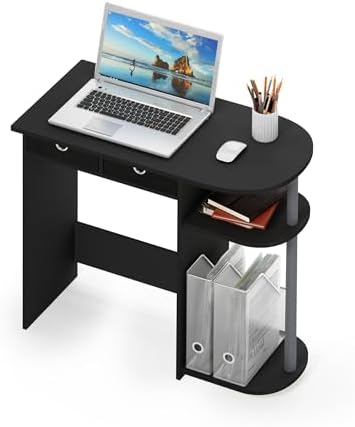 Furinno Go Green 32-Inch Computer Desk with 2-Tier Shelf, Classic Black