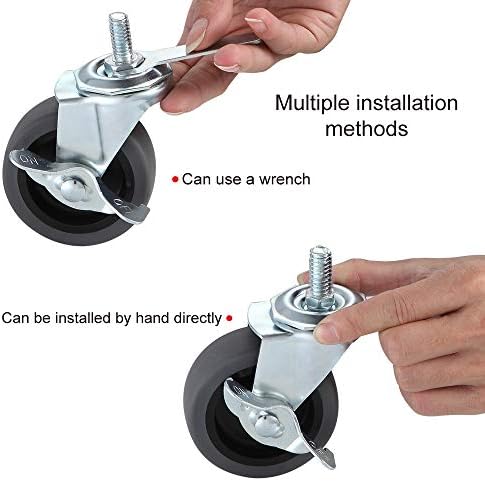 Caster Wheels, 3" Locking Swivel Threaded Stem Casters Set of 4