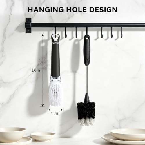 SetSail Dish Brush with Soap Dispenser, Stiff Bristles Dish Scrubber Set