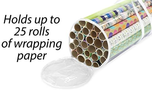 Whitmor 6044-4924 Clear Gift Wrap Organizer - Zippered Storage for 25 Rolls