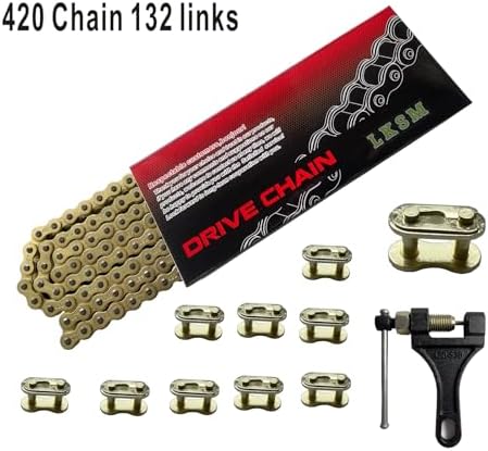 420 Motorcycle Gold Chain 132 Link with Chain Breaker