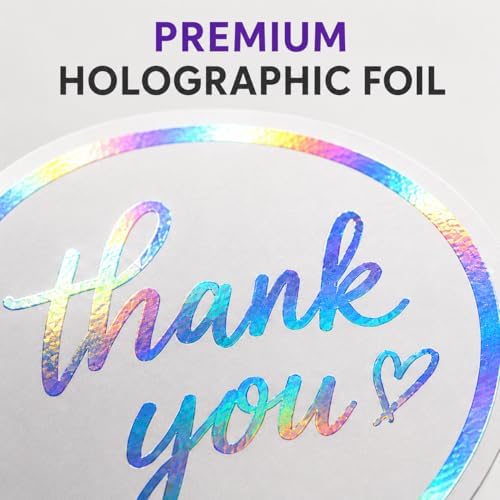 Holographic Thank You Stickers, 500 Count, 1.5 Inch Iridescent Foil