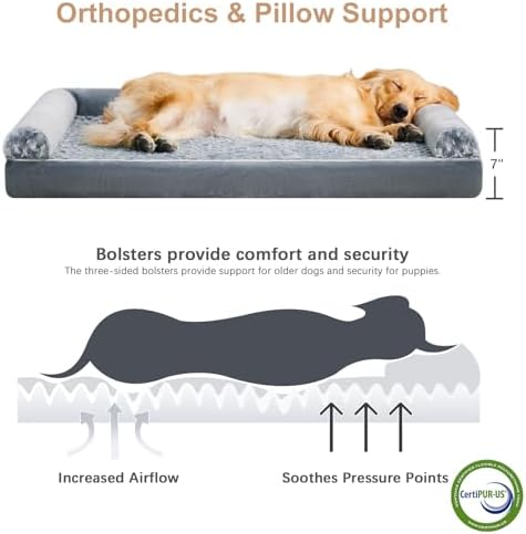BFPETHOME Orthopedic Washable Large Dog Bed for Senior Dog Comfy Sleep