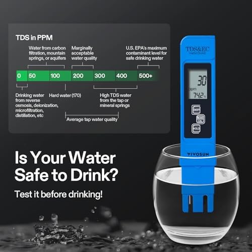 VIVOSUN Digital pH Meter TDS EC Meter for Water 0.01 Accuracy Hydroponics