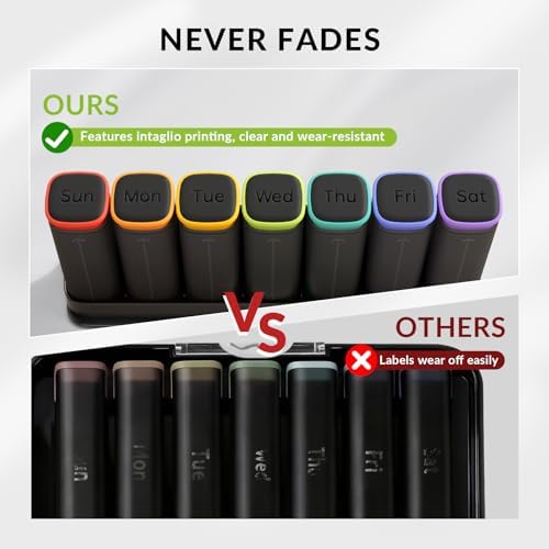 KOVIUU Weekly Pill Organizer 3X a Day, Large Daily 7-Day Pill Box, Black