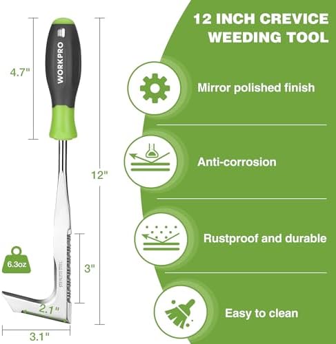 WORKPRO Crack Weeder, 12" Stainless Steel Crevice Weeding Tool