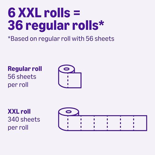 Amazon Basics Soft and Strong 2-Ply Toilet Paper, 6 Ultra Rolls = 24 Regular Rolls, Unscented, 340 Sheet (1 Pack of 6), Packaging May Vary