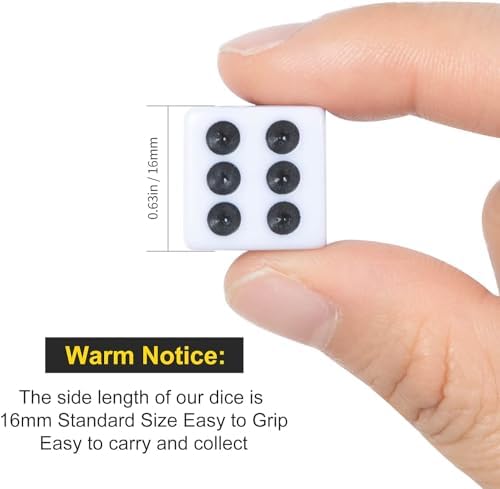 50 Pack 16MM White Dice - Six Sided Standard Opaque