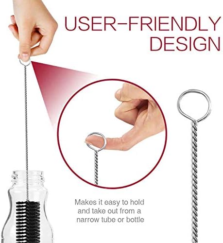Long Straw Brush, Nylon Pipe Tube Cleaner 8.2-ihch 10 Different Diameters Set of 10
