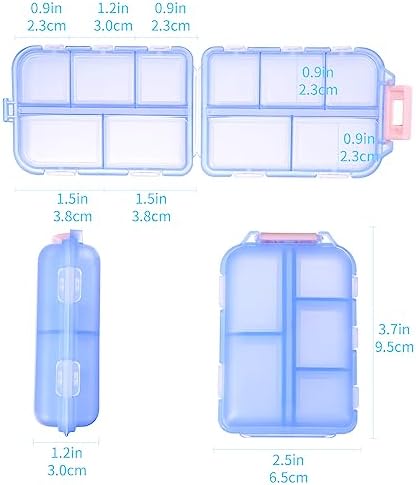 Travel Pill Organizer,10 Compartments Pill Case,Compact & Portable Pill Box