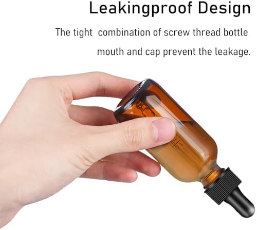 2 Pack Dropper Bottles 2 OZ, Amber Glass Bottle with Graduated Dropper