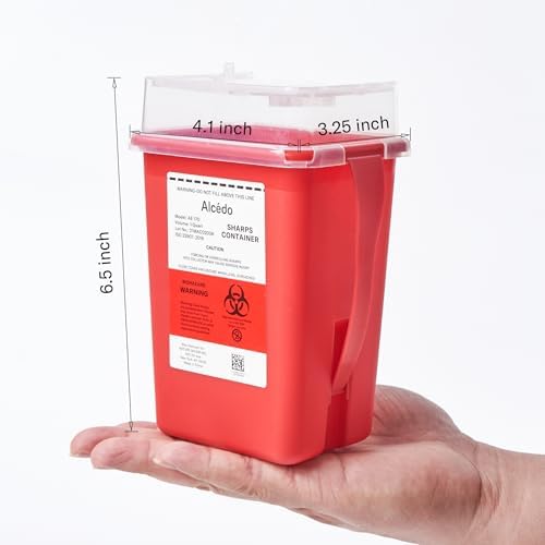 Alcedo Sharps Container 1 Quart (3-Pack) for Home Use & Travel Disposal