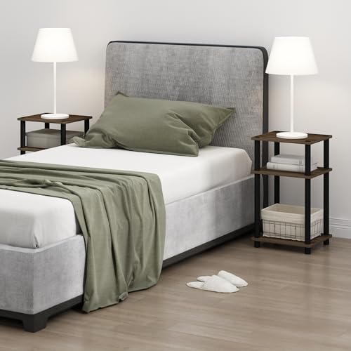 Furinno JUST Toolless 3-Tier Side Table, Open Shelf, Columbia Walnut